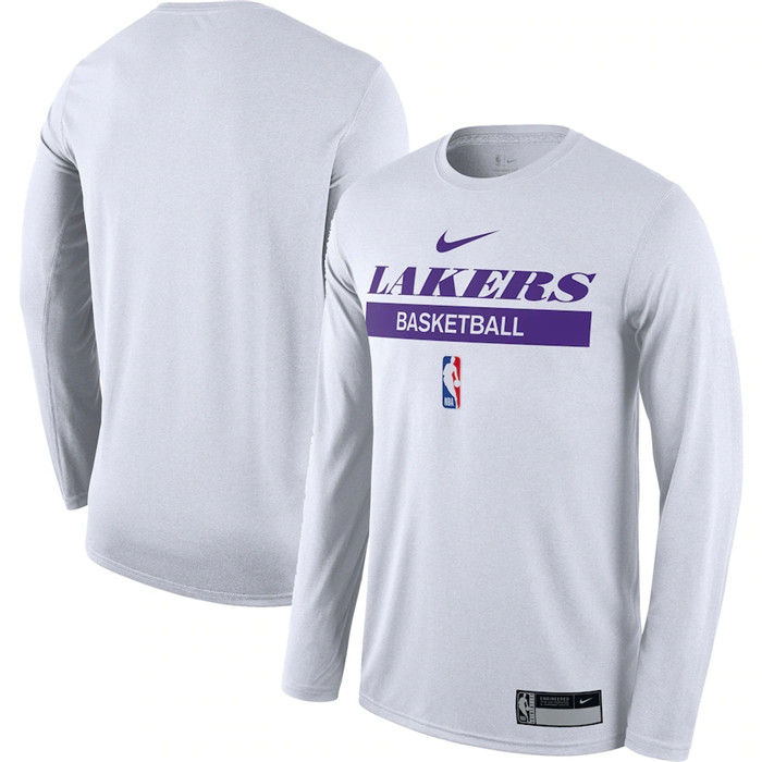 Men's Los Angeles Lakers White 2022/23 Legend On-Court Practice Performance Long Sleeve T-Shirt - Click Image to Close